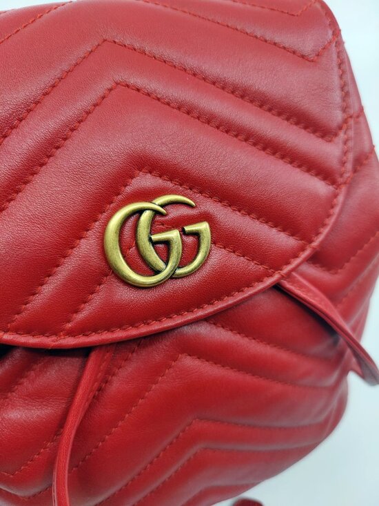 Gucci GG Marmont Matelasse Chevron Mini Backpack Red Calfskin Like New main image 8